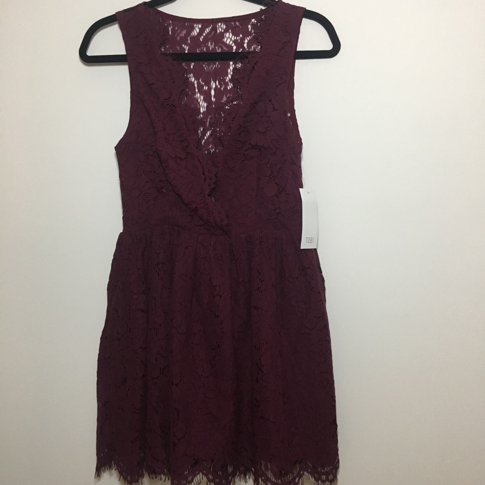 Maroon lace dress Tobi
